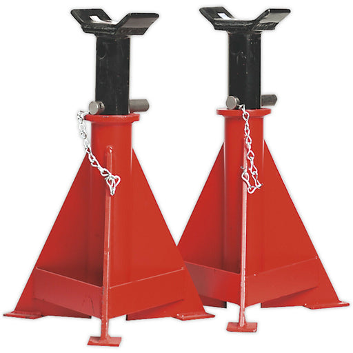 PAIR 15 Tonne Axle Stands - Full Width Crutch - 528mm to 765mm Working Height Loops