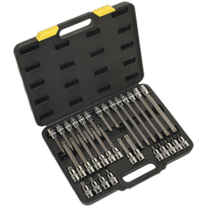 32pc TRX Star Socket Bit Set - 1/2" Square Drive - T20 to T70 - 200mm Long Shaft Loops