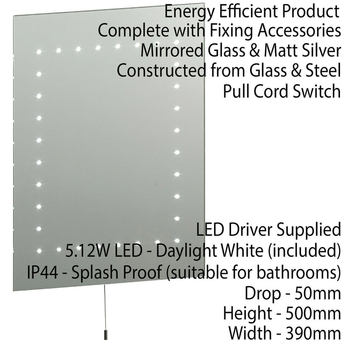 2 PACK IP44 LED Bathroom Mirror 50cm x 39cm Vanity Wall Light Energy Efficient Loops