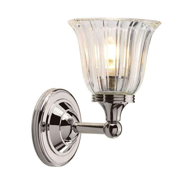 IP44 Wall Light Ridged Glass Tulip Design Cup Polished Nickel LED G9 3.5W Loops