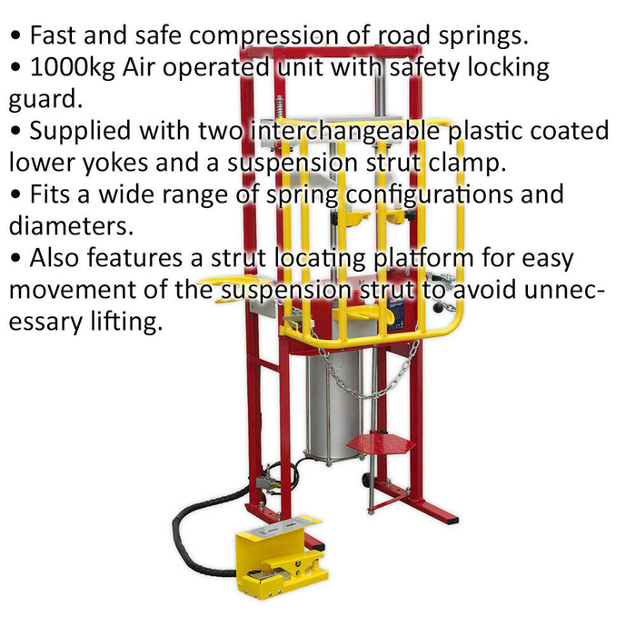 1000KG AIR Coil Spring Compressor Station - Standing Suspension Strut Clamp Tool Loops