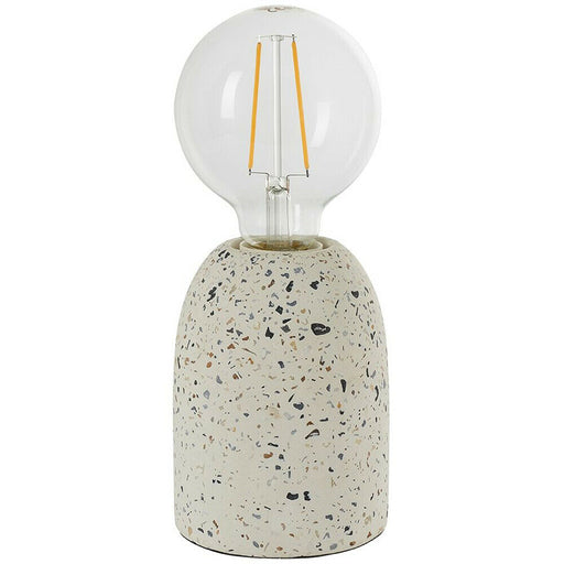 Modern Terrazzo Mini Table Lamp White Speckled Marble Bedside Bulb Holder Light Loops