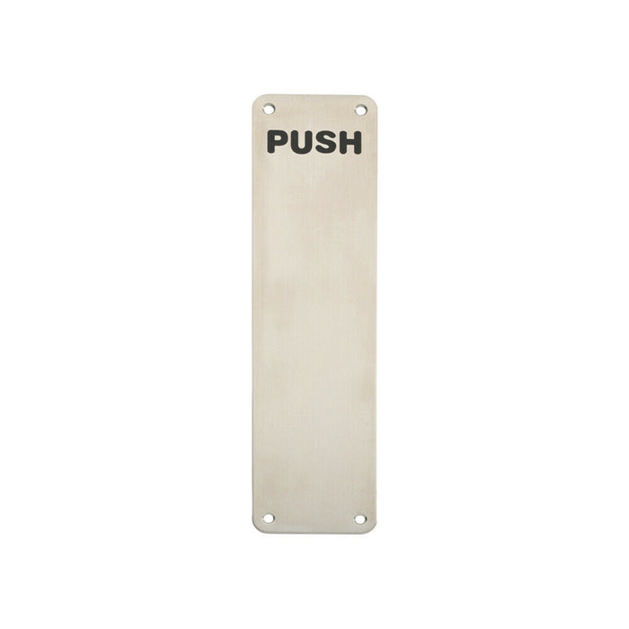 2x Push Engraved Door Finger Plate 300 x 75mm Satin Stainless Steel Push Plate Loops