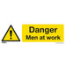 10x DANGER MEN AT WORK Health & Safety Sign - Self Adhesive 300 x 100mm Sticker Loops