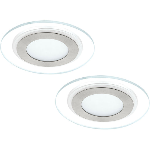 2 PACK Wall / Ceiling Flush Downlight White & Satin Nickel 12W Built in LED Loops
