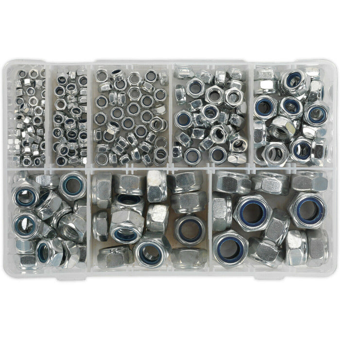 255 Pc Nylon Locknut Assortment - M4 to M16 - Partitioned Storage Box - DIN 985 Loops