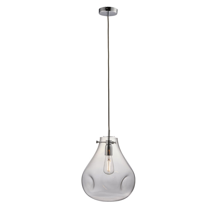 Ceiling Pendant Light - Clear Glass & Chrome Plate - 40W E27 - Dimmable Loops