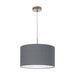 Pendant Light Colour Satin Nickel Steel Shade Grey Fabric Bulb E27 1x60W Loops