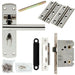 Door Handle & Bathroom Lock Pack Polished Steel T Bar Lever Turn Backplate Loops