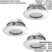 3 PACK Flush Ceiling Downlight Chrome Recessed Spotlight 6W Built in LED Loops