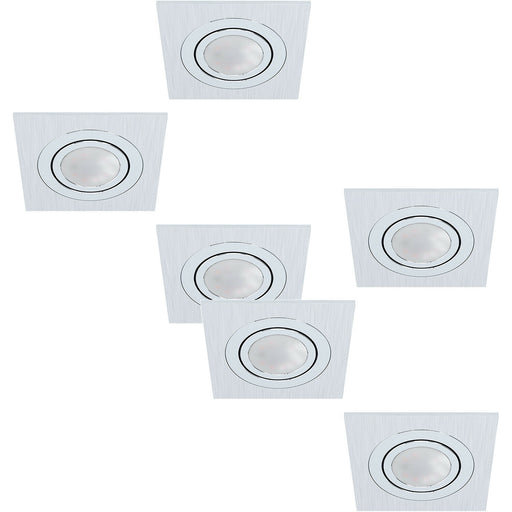 2 PACK 3 PACK Flush Ceiling Downlight Brushed Aluminium Square 3x 5W GU10 Loops