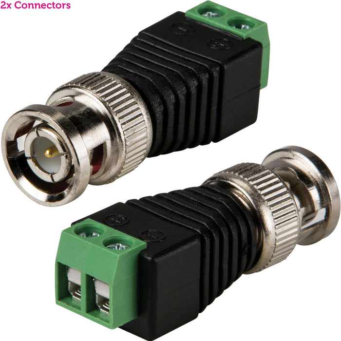 2x BNC Male Screw Terminal Connector No Solder CCTV DVR Video Coax Cable End Loops