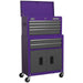 615 x 295 x 705mm PURPLE 6 Drawer Topchest & Rollcab Combination Tool Chest Unit Loops