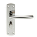2x Arched Lever on Bathroom Backplate Door Handle Thumbturn Lock Bright Steel Loops