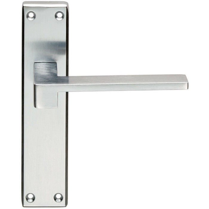 PAIR Flat Straight Lever on Latch Backplate Handle 180 x 40mm Satin Chrome Loops