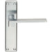 PAIR Flat Straight Lever on Latch Backplate Handle 180 x 40mm Satin Chrome Loops