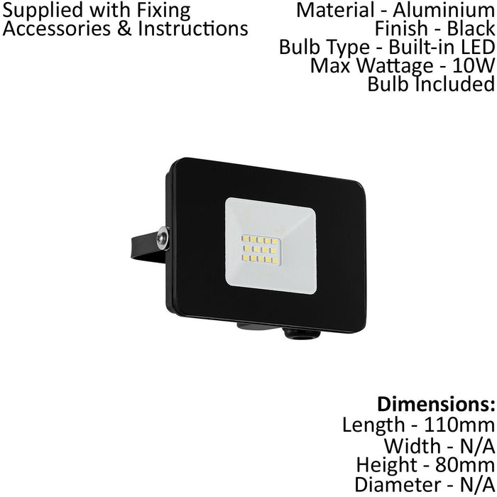 IP65 Outdoor Wall Flood Light Black Adjustable 10W Built in LED Porch Lamp Loops