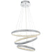 LED Ceiling Pendant Light 47W Warm White Chrome & Crystal 3 Ring/Hoop Strip Lamp Loops