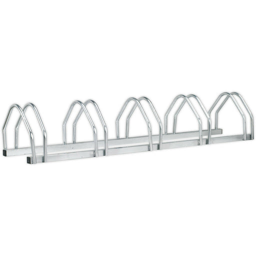 Heavy Duty Bicycle Rack - Five Bike Capacity - Galvanized Steel Construction Loops