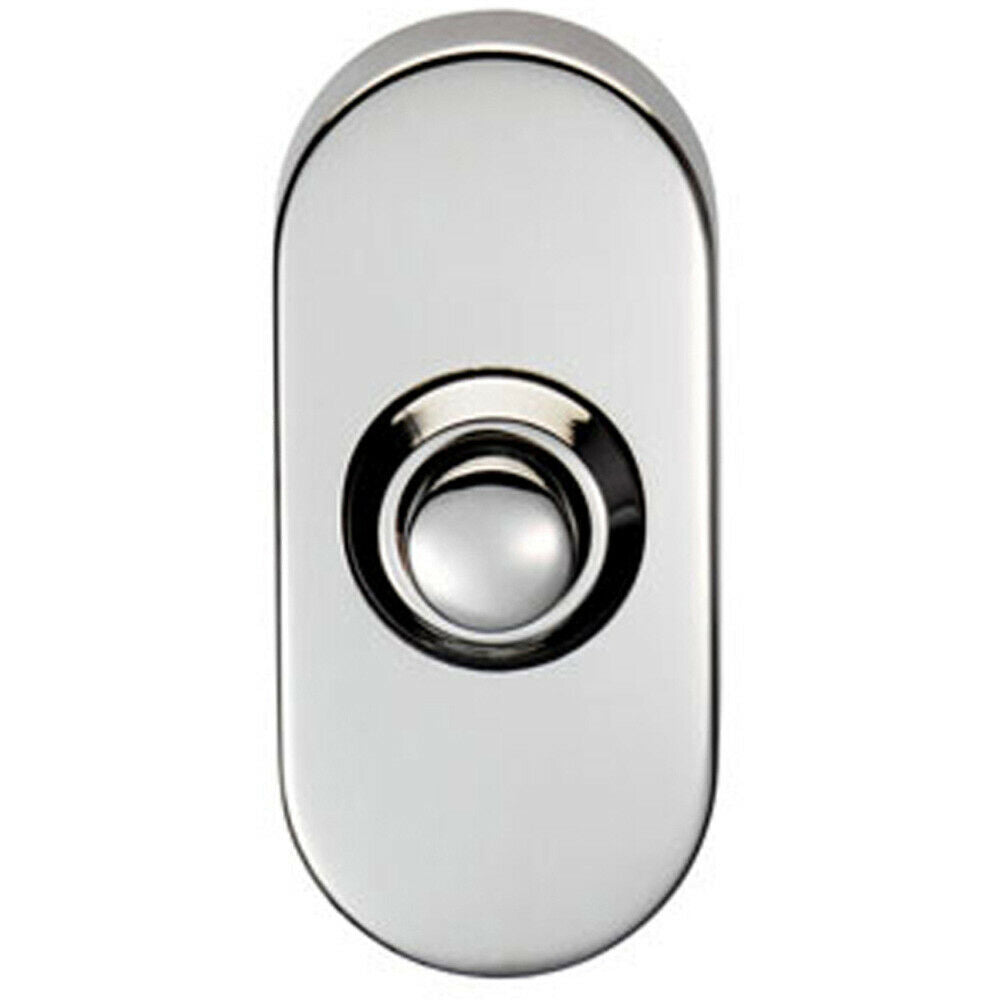 Decorative Door Bell Cover Bright Stainless Steel 64 x 30mm Oval Push Button Loops