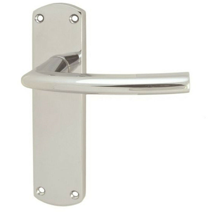 2x Curved Bar Lever on Latch Backplate Door Handle 170 x 42mm Polished Chrome Loops