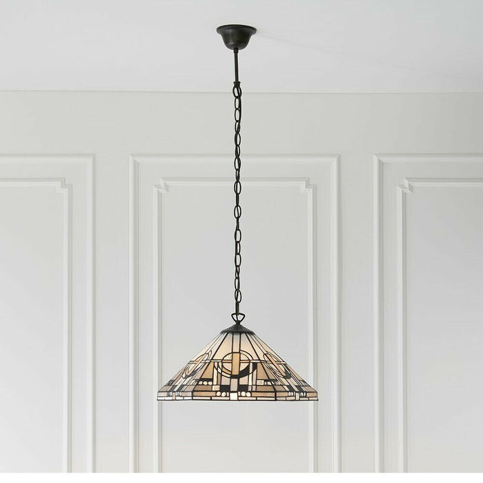 Tiffany Glass Hanging Ceiling Pendant Light Bronze Chain 1 Lamp Shade i00136 Loops