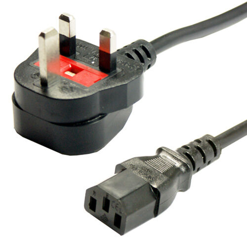 3M UK Plug to IEC Socket Mains 5A Power Cable PC Monitor Amp Kettle C13 Lead Loops