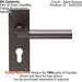 2x PAIR Round Bar Handle on Slim Euro Lock Backplate 150 x 50mm Matt Bronze Loops