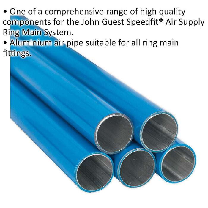 5 PACK - 22mm x 3m Blue Aluminium Pipe - Compressed Air Ring Main Straight Tube Loops