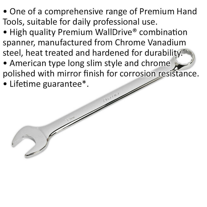 32mm Steel Combination Spanner - Long Slim Design Combo Wrench - Chrome Vanadium Loops