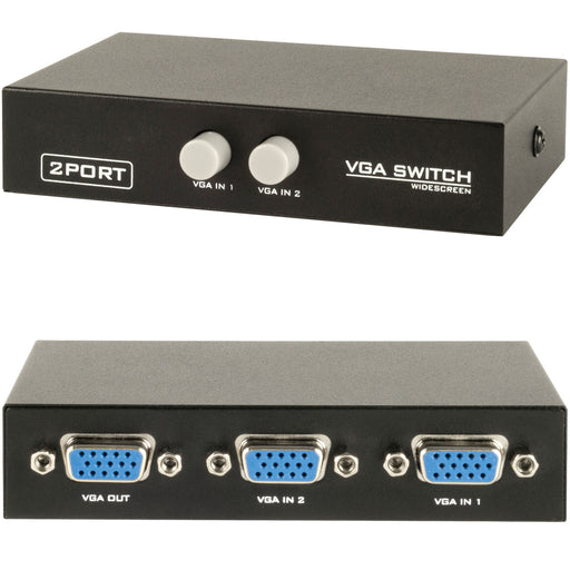 2 Port Way VGA Manual Switch Box 2 Input 1 Output PC Monitor Selector Hub SVGA Loops