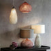 Modern Textured Table Lamp Copper Glass Base & Grey Shade Bedside Feature Light Loops