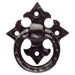 Ornate Cabinet Ring Pull on Cross Backplate 35mm Fixing Centres Black Antique Loops
