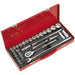 32 PACK Socket Set - 1/2" Met & Imp Square Drive - 6 Point Socket Ratchet Handle Loops