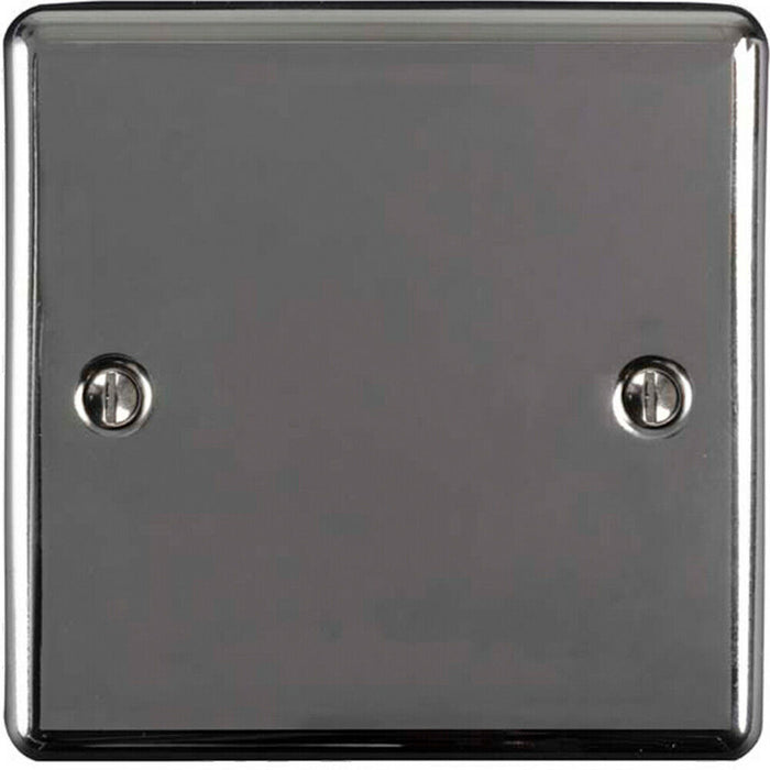 Single BLACK NICKEL Blanking Chassis Plate Round Edged Wall Box Hole Cover Cap Loops