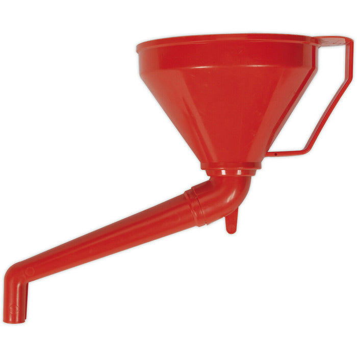 160mm Funnel with Fixed Offset Spout & Filter - Integrated Handle - Polyethylene Loops