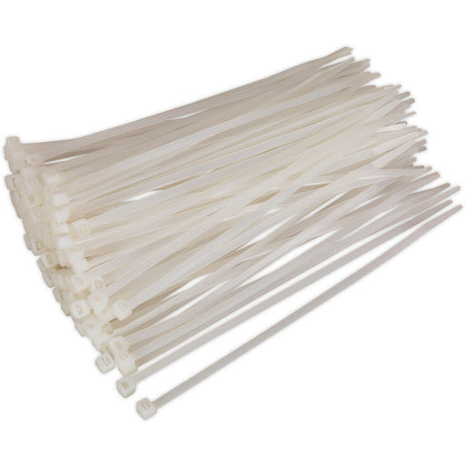 100 PACK White Cable Ties - 200 x 4.8mm - Nylon 66 Material - Heat Resistant Loops