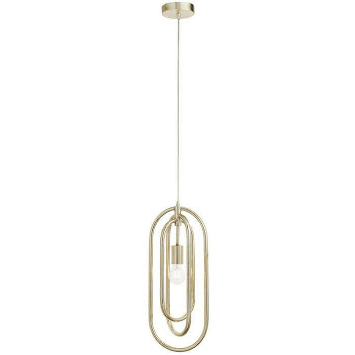 Hanging Ceiling Pendant Light Antique Silver Leaf Sleek Loop Ring Feature Lamp Loops