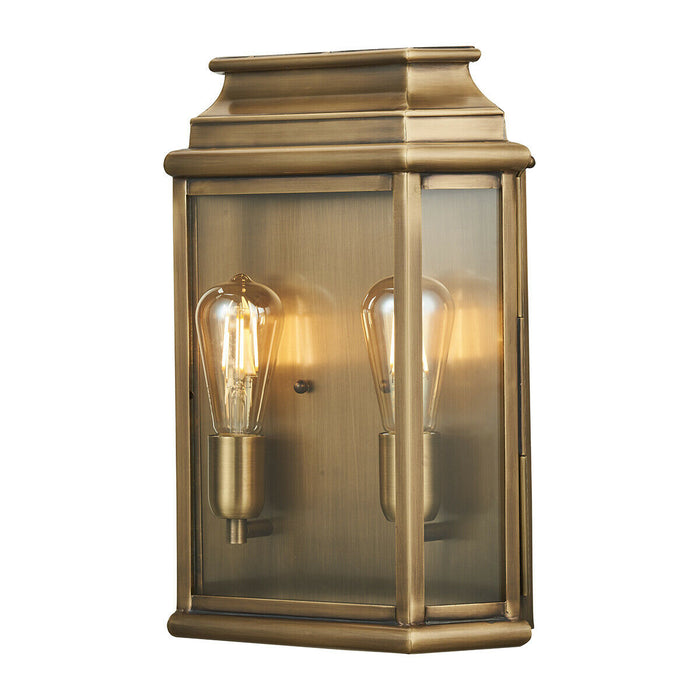 Outdoor IP44 Twin Wall Light Aged Brass LED E27 100W d02505 Loops