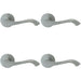 4x PAIR Scroll Shaped Handle on 50mm Round Rose Concealed Fix Satin Chrome Loops
