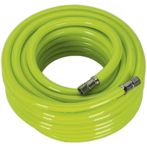 High-Visibility Air Hose with 1/4 Inch BSP Unions - 15 Metre Length - 10mm Bore Loops