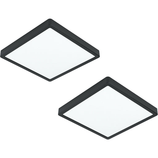 2 PACK Wall / Ceiling Light Black 285mm Square Surface Mounted 20W LED 3000K Loops