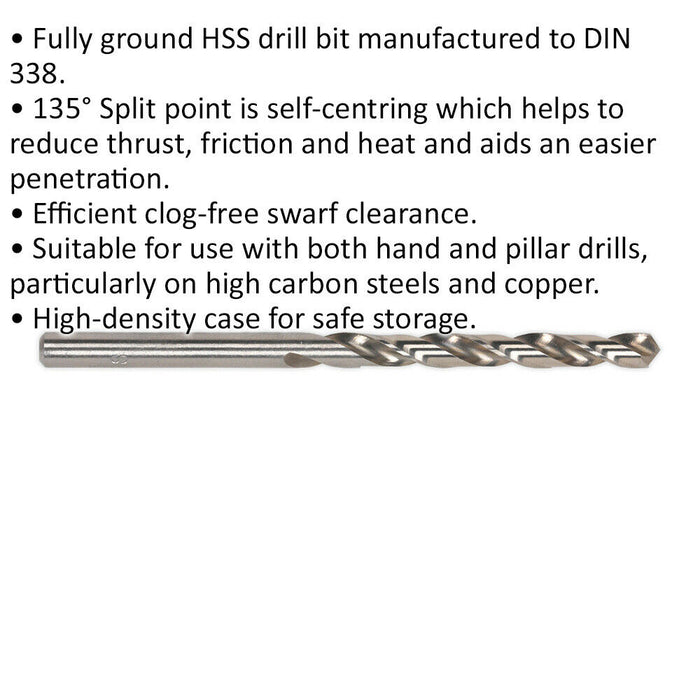 10 PACK 4.5 x 80mm Fully Ground HSS Drill Bit - High Speed Clog Free Drill Bit Loops