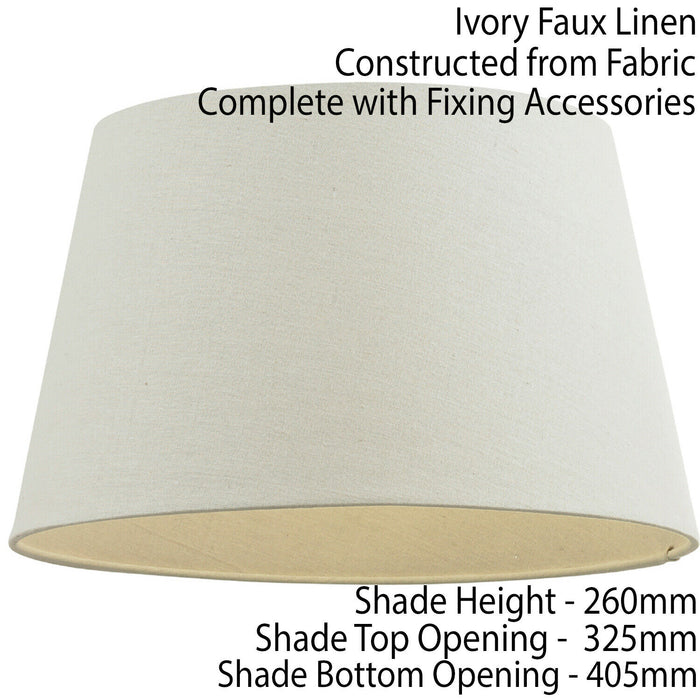 16" Inch Round Tapered Drum Lamp Shade Ivory Linen Fabric Cover Simple Elegant Loops