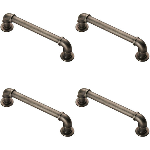 4x Pipe Design Cabinet Pull Handle 128mm Fixing Centres 12mm Dia Pewter Loops