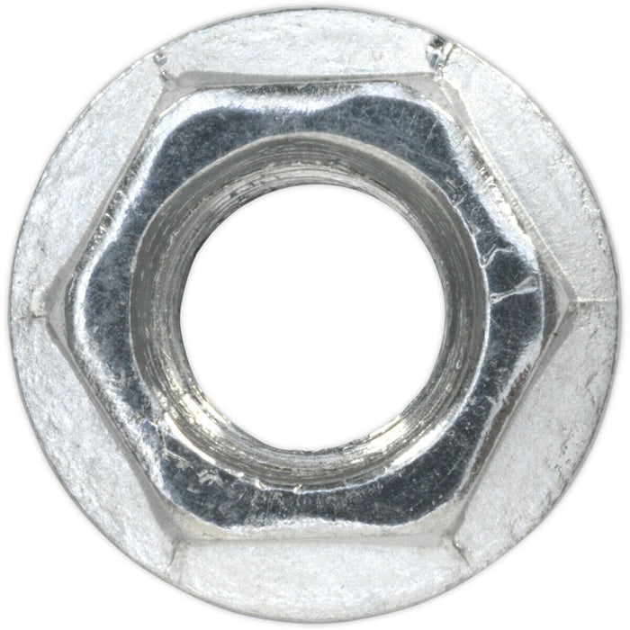 Pack of 100 Zinc Plated Serrated Flange Nut - 1.25mm Pitch - M8 - DIN 6923 Loops
