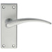 Door Handle & Latch Pack Satin Chrome Slim Arched Lever on Square Backplate Loops