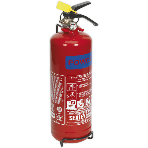 2kg Refillable Dry Powder Fire Extinguisher - Mounting Bracket - Pressure Gauge Loops