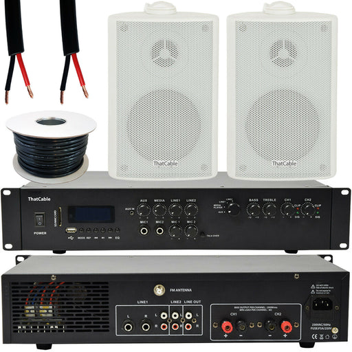 400W LOUD Outdoor Bluetooth System 2x White Speaker Weatherproof Garden Music