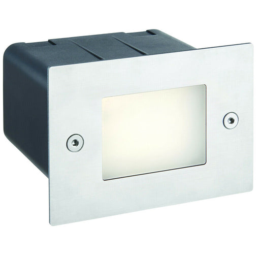 IP44 LED Half Brick Light Stainless Steel & Plain Frosted Glass 2W Cool White Loops